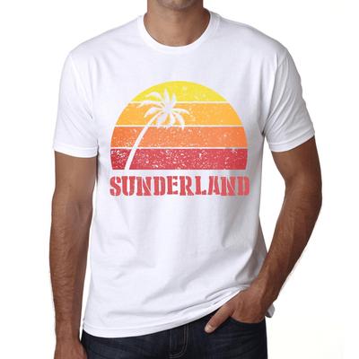 Maglietta Vintage da Uomo Maglietta Grafica Sunderland Tramonto Bianco