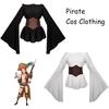 Trendy Pirate Costume Medieval Women's Pirate Shirt Cosplay Clothing