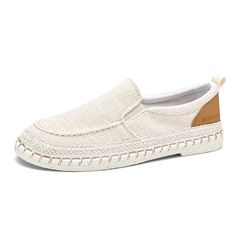 Linen shoes men's 2025 new summer breathable casual one-pedal lazy shoes thin street men's trendy shoes