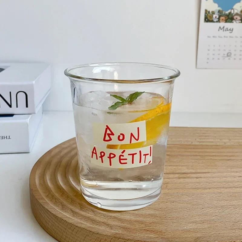 

Прозрачный стакан в корейском стиле Ins Coffee Miilk Juice Drink Black Tea Cup Cocktail Glassware Girl Gift for Home Use Cafe Shop 301-400ml красный