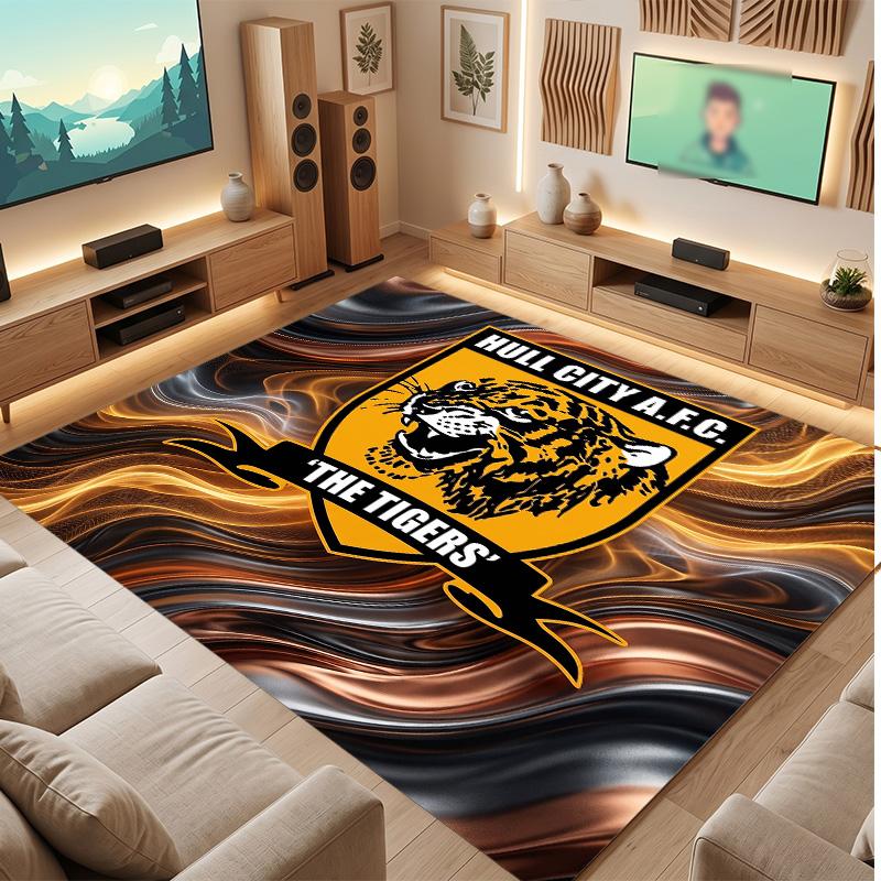 Tappeto in Velluto di Cristallo con Stampa Calcio Hull City, Comodo Assorbente d'Acqua Antiscivolo Tappeto per Pavimento Interno