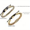 2-piece Set European and American Micro-inlaid Zircon Square Crown Stainless Steel Beaded Pineapple Bead Men's Bracelet Set