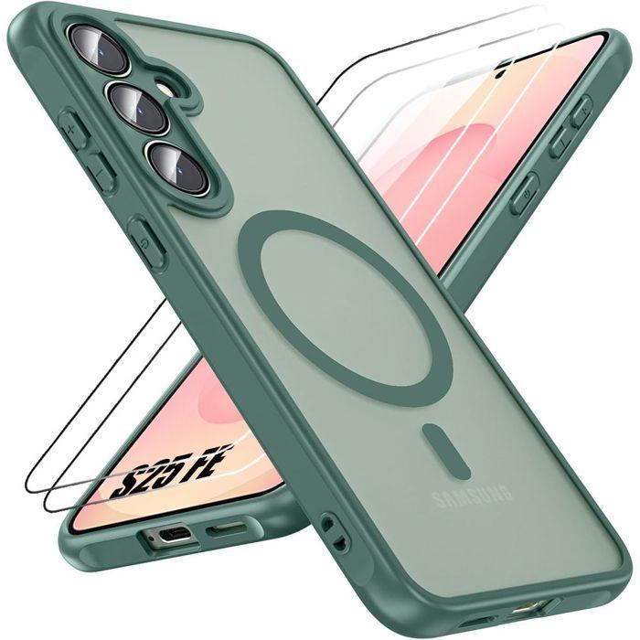 Coque de Protection - BOOLING - Samsung Galaxy S25 FE - Vert Nuit - Antichoc - Protection Caméra