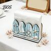 Ocean Napkin Holder Themed Wooden for Table, Summer Coastal Seaside Style Kitchen Accessory Dispenser, Rustic Tissue Kitchen, Dining Room Nautical