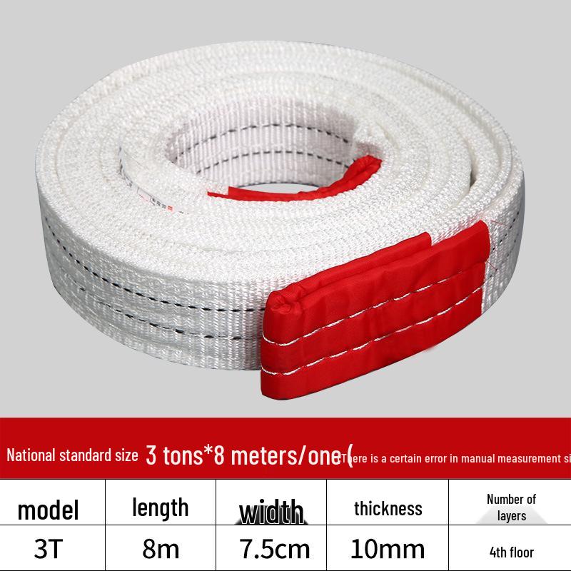 Przemysłowy Biały Płaski Pasowy Zawiesie Dźwigowe Holownicze, Zawiesie Do Podnoszenia o Udźwigu 2/3/5/10 Ton, Dostępne w Długościach 6/8 Metrów