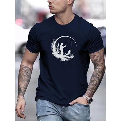 Herren Angel-Grafik T-Shirt - 100% Polyester Basic Rundhals-Tee, Leichter Stretch, Einfarbig, Sommer Casual Strickstoff Top