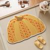 Decorative Fall Bathroom Rug Pumpkin Bath Mat, Absorbent Diatomaceous Earth Rug, Non-slip Polka Mat Dot for Front Door Kitchen Autumn Decor