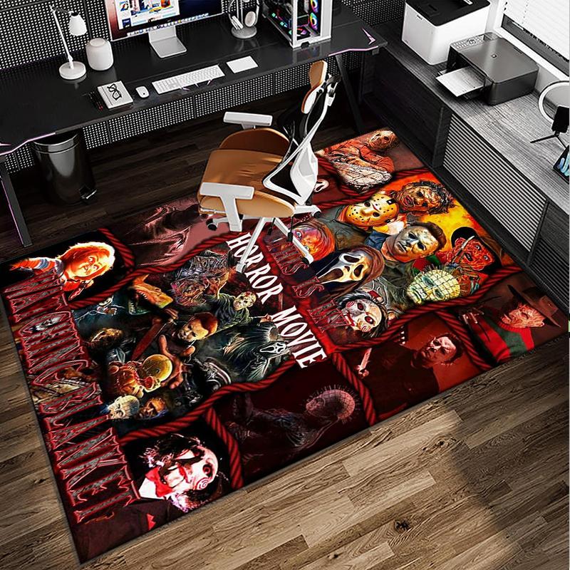 Horror Movie Characters Collage Office Rug Chair Mat, Game Carpet, Suitable for Front Door, Bedroom, Living Room, Desk, Holiday Gift
