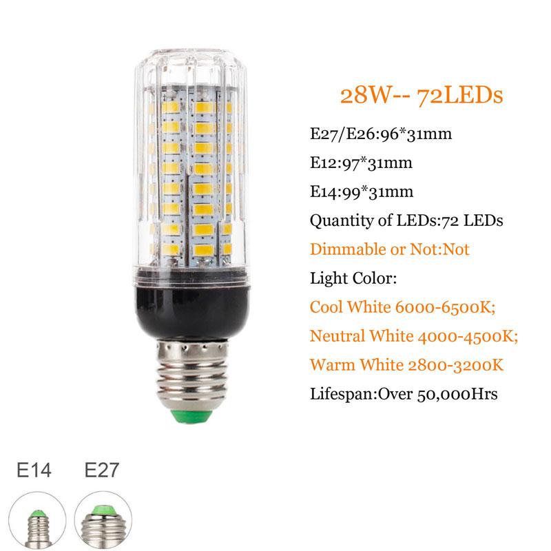 7W-35W Led Corn Light Bulbs E27 E14 Bulb 220v Lamp for Living Room 3000K-6500K Energy-saving Bedroom Lampada 360° Lighting