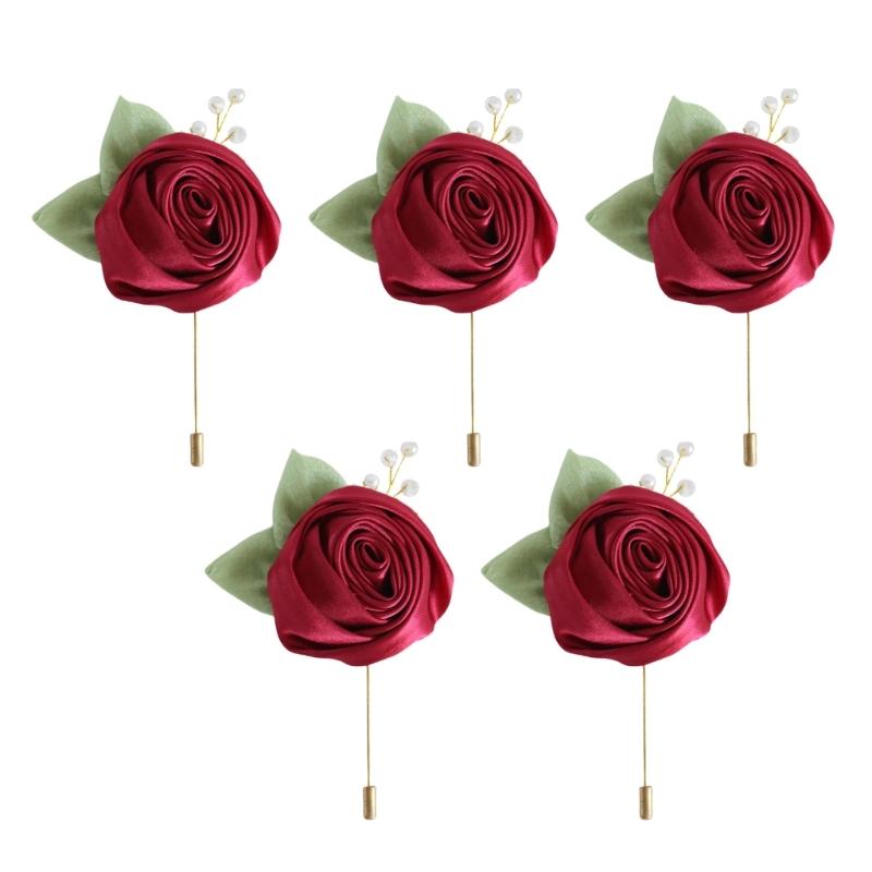 Artificial Rose Flower Set Elegant Silk Rose Boutonniere In Various Color for Wedding Ceremony and Parties