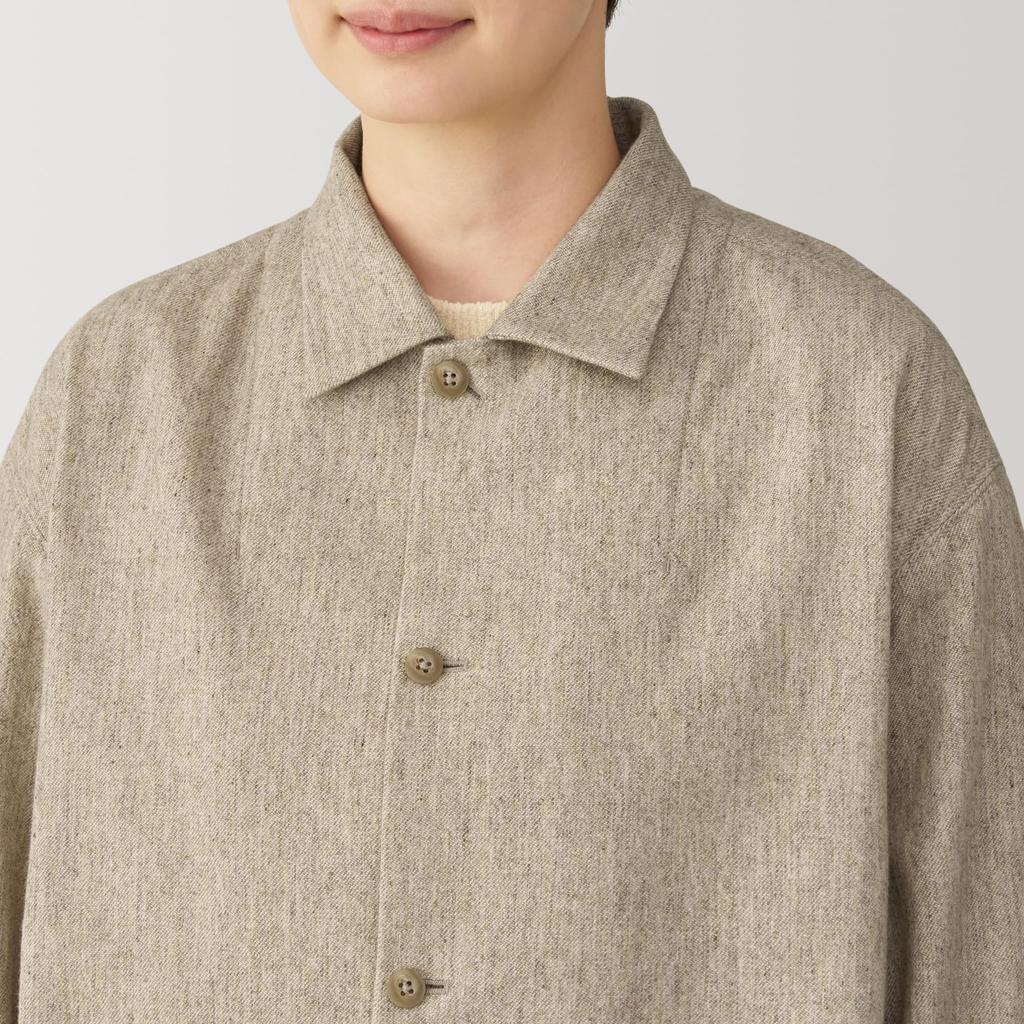 MUJI Wool Blend Shirt Size BG1QZA4A Women's Jacket, Beige, L,