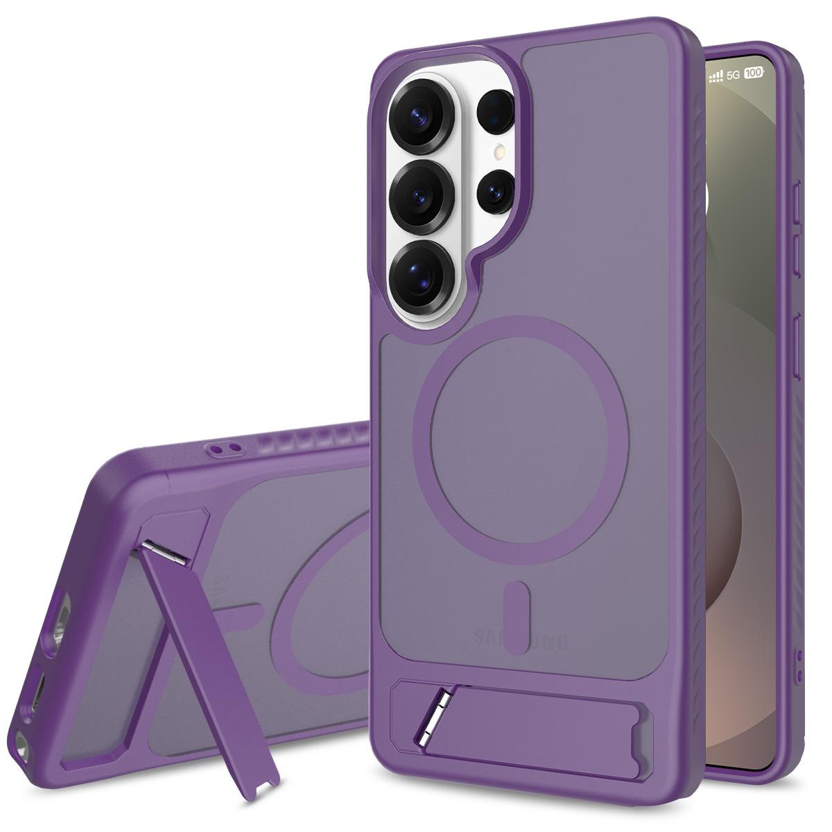 

Matte Clear Magnetic Stand Case For Samsung Galaxy S26 Ultra S26 Edge S25 S24 S23 Ultra Plus for Magsafe Wireless Charging Cover Galaxy S26 Edge фіолетовий