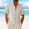 Herren Sommer Mode Gestrickte Streifen Kurzarm Hawaiianhemd Lässig Tasche Strand Urlaubshemden Stilvolle Herrenbekleidung