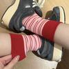 Striped Socks for Women, Mid-calf Socks, Trendy Pure Cotton Spring and Autumn Style, Retro Striped Student Summer Boneless Long Socks