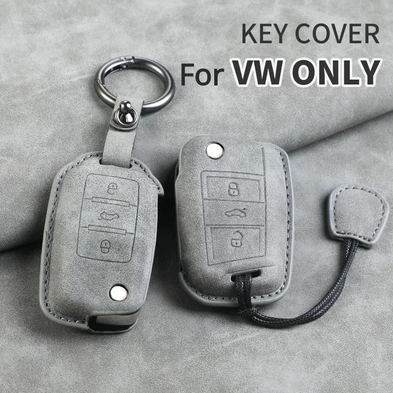 Car Key Cover For Volkswagen VW Polo Golf7 MK7 Tiguan Passat B5 B6 B7 Golf 4 5 6 MK6 Jetta Lavida Leather Car Key Case Cover