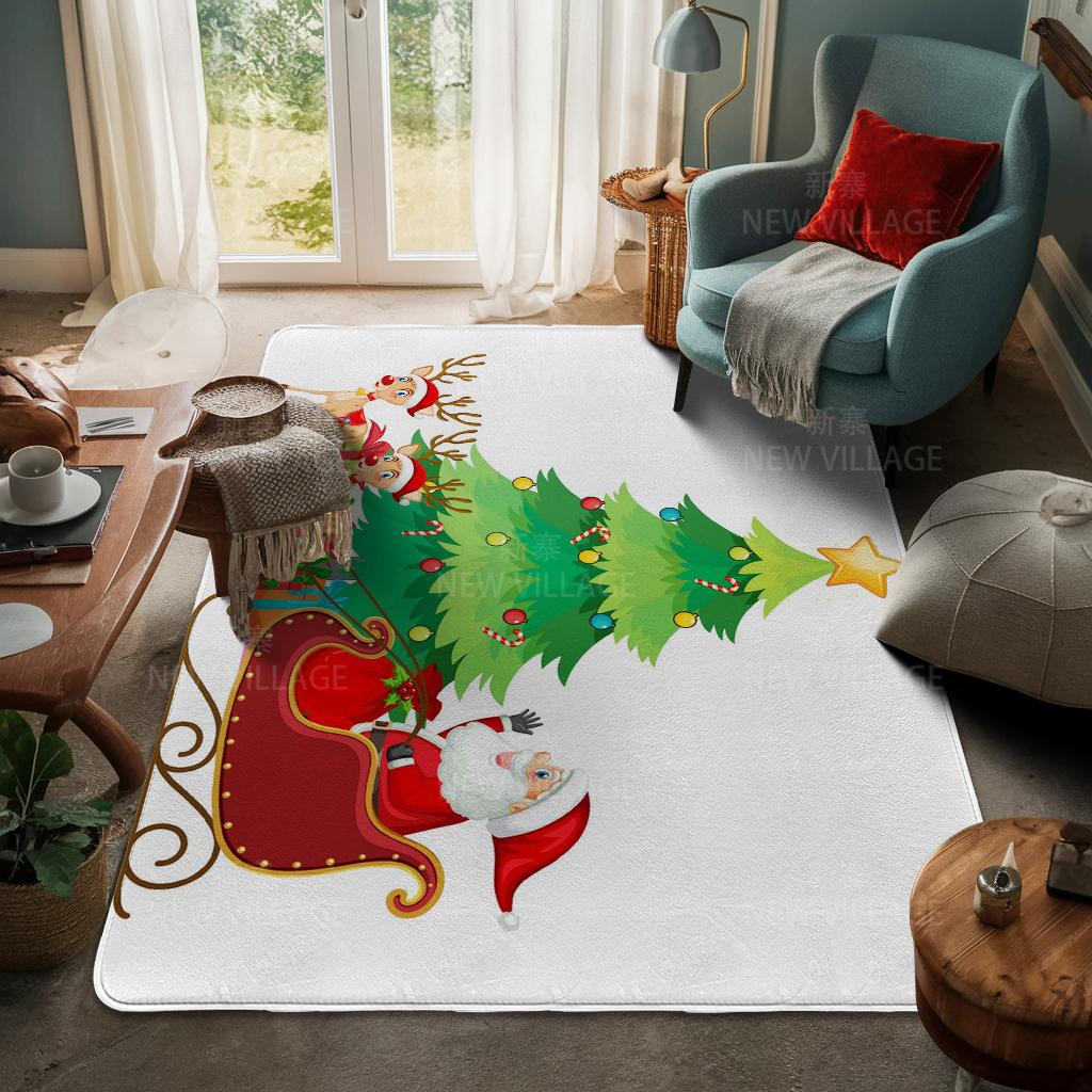 House Entrance Carpet Home Door Mat Living Room Bath Foot Bathroom Non-slip Water Absorption Rugs Bath Merry Christmas Winter