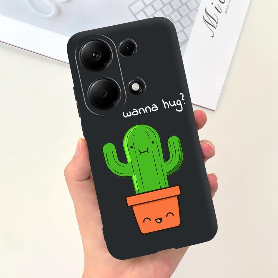 For Xiaomi Redmi Note 13 Pro 4G 2024 Case Cute Love Heart Cactus Soft Matte TPU Cover For Xiaomi Poco M6 Pro 4G Note13 Pro Coque