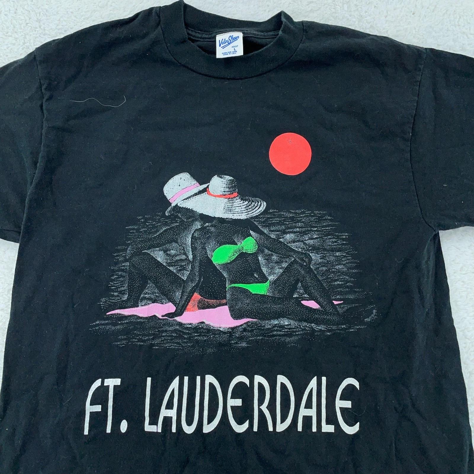 Vintage Fort Lauderdale Myrtle Beach Bikini Babe T-Shirt FITS M Black Florida M