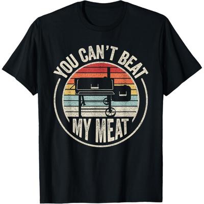 BBQ Grilling Smoking Retro Vintage You Can't Beat My Meat T-Shirt(1)