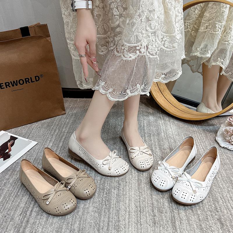 Mode Frühling Damen Schuhe Slipper Atmungsaktive Flache Schuhe Runde Zehenpartie Mary Janes Niedriger Absatz Lässiges Schuhwerk Bequeme Sandalen Damenschuhe