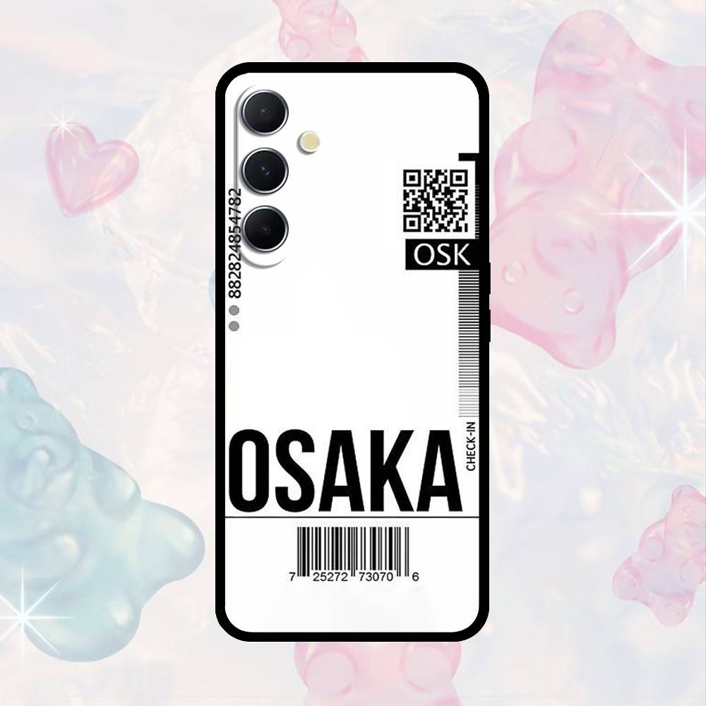 Funny World City Tourist Ticket Label Phone Case For Samsung S25,S24,S21,S22,S23,S30,Ultra,S20,Plus,Fe,Note,10,9,5G Black Cover