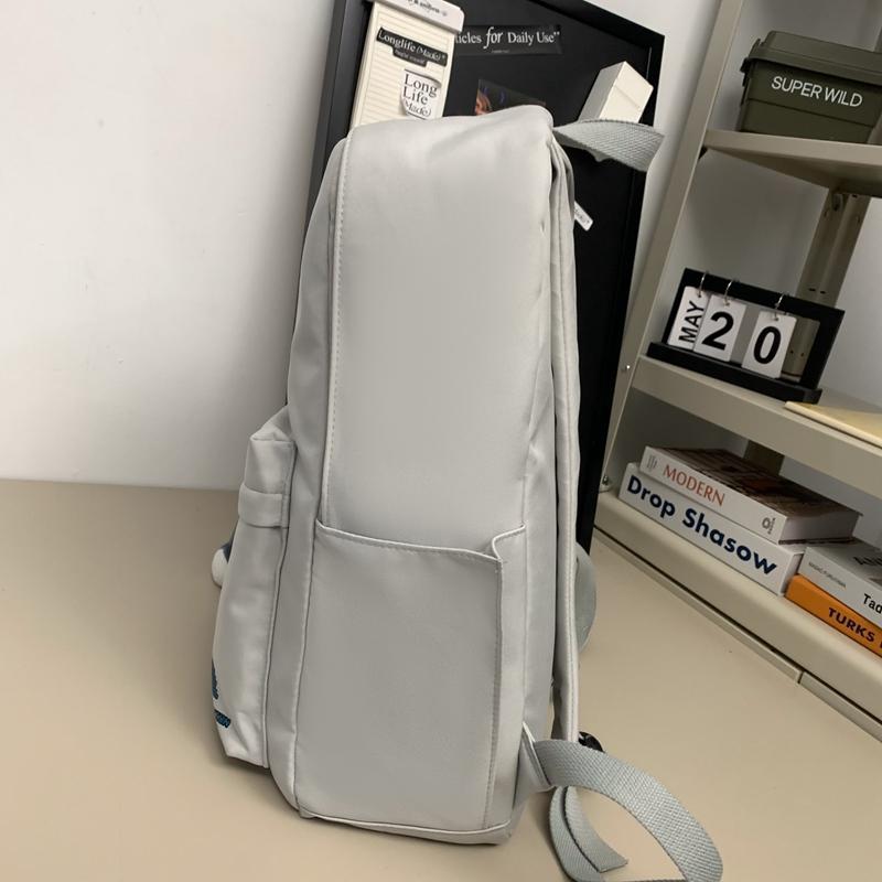 Student School Bag Women's Large Capacity Backpack Solid Color Men's Backpack