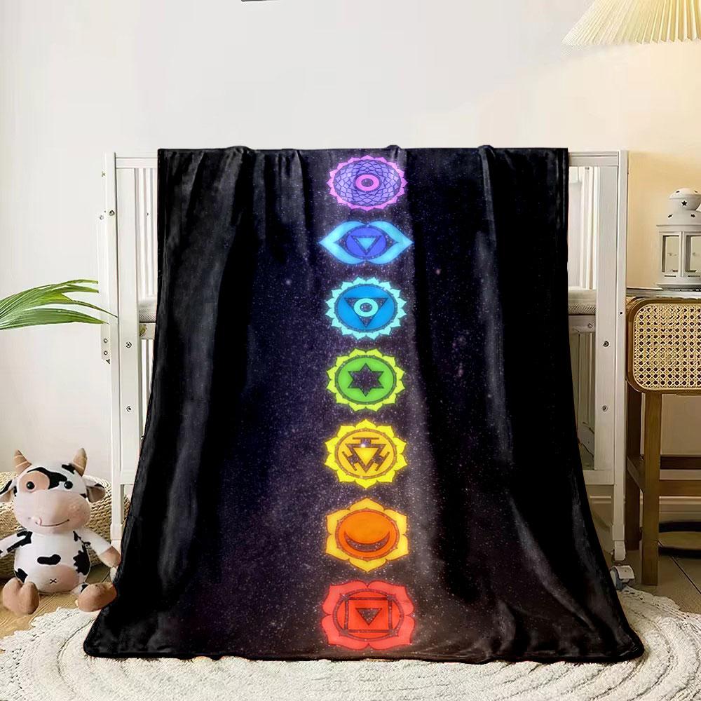 Chakra Pattern Blanket Bedroom Blanket for Livingroom Couch Lunch Break Soft Throw for Friend's Festival Gift