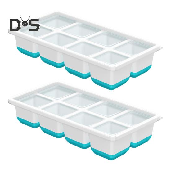 1/2Pcs Large Ice Cube Mold with Lid BPA Free Silicone Tray for Freezer Easy-Release Stackable Big Square Ice Cubes for Whiskey Cocktails Coffee