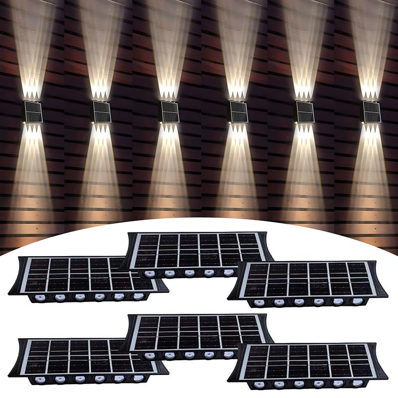 12LED Solar Light Wall Lamp RGB Gradient Color Up And Down Luminous Lighting Balcony Yard Garden Exterior Wall Washing Lamp