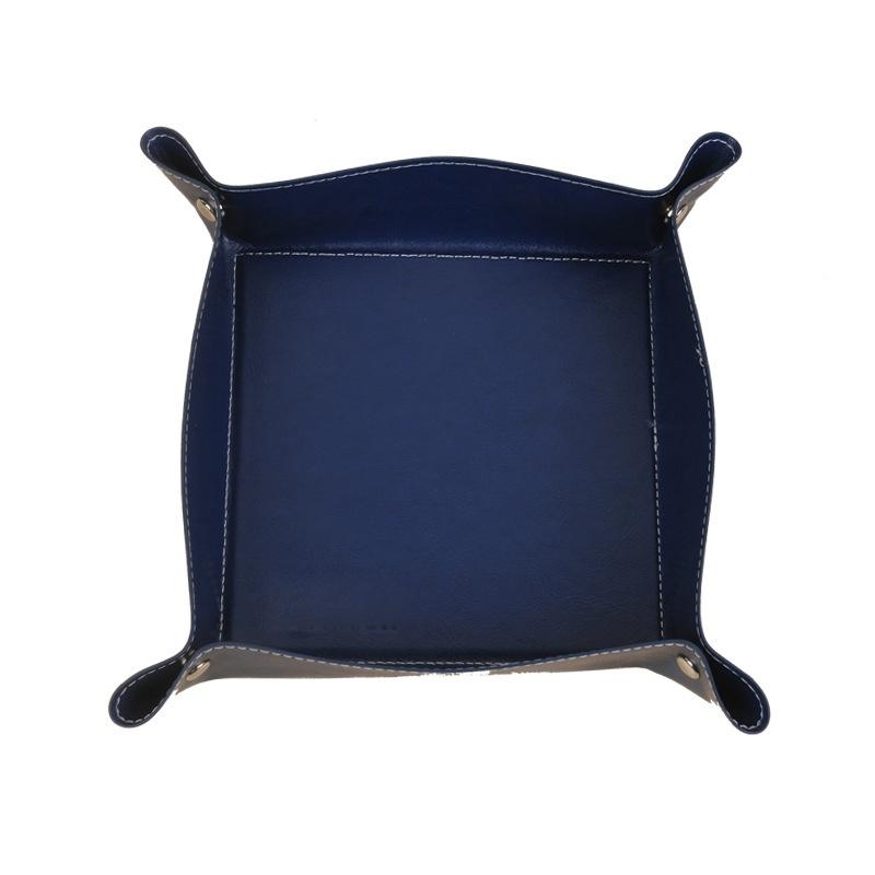 4PCS Creative Office Desk Storage Tray PU Folding Imitation Leather Tray Sundries Key Snack Decorati
