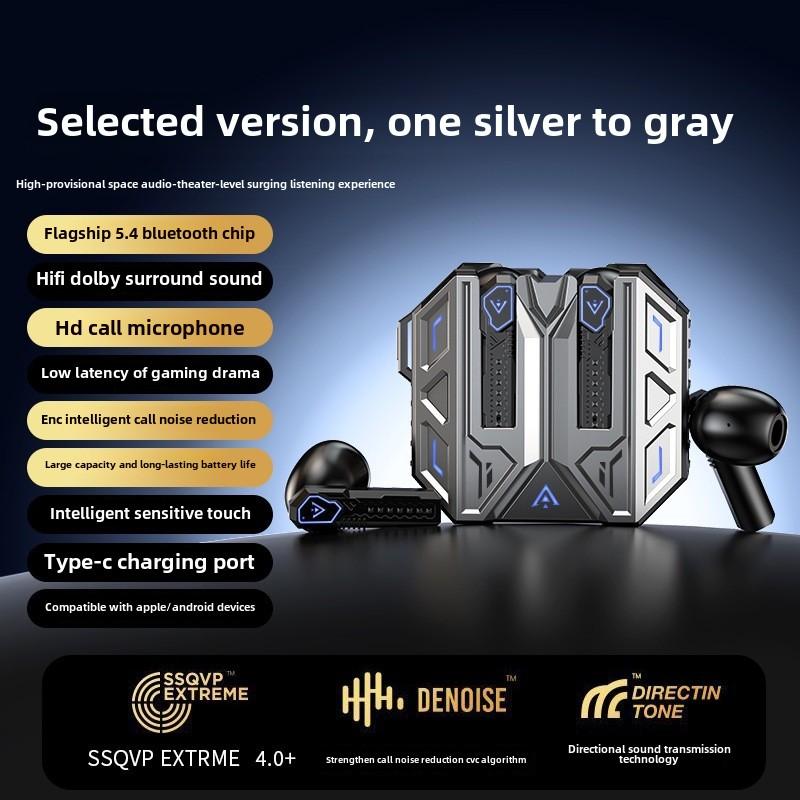 

Крутые внутриканальные наушники Mecha Wind с длительным сроком службы батареи, игровая киберспортивная гарнитура с высоким качеством звука и низкой задержкой, шумоподавлением TWS Bluetooth серый