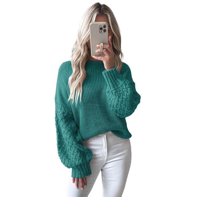 

Slim Looking European and American Leisure Loose Shoulder Pullover Sweater Green Size XL fit (70.00 kg-75.00 kg