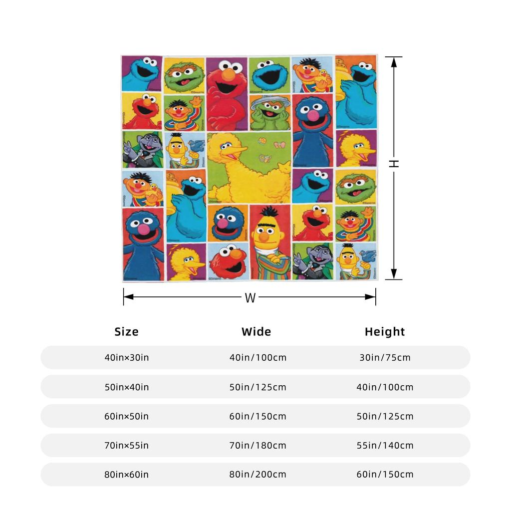 Sesame Street Cartoon Blanket Coral Fleece Plush Spring/Autumn Abby Cadabby Breathable Throw Blankets for Bed Bedroom Rug Piece