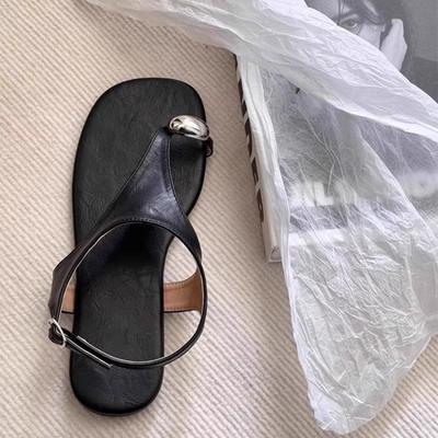 Fashion Real Leather Shoes Woman Flat Sandals Flip Flops Platform Summer Heels  Open Toe Genuine Without Retro Corrective 2025 Girls