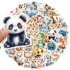 50PCS Cute Watercolor Diverse Animal Graffiti Stickers Cartoon DIY Skateboard Mobile Laptop Decoration Reward Stickers Toy