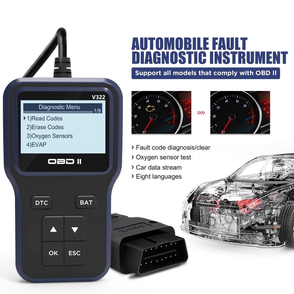 OBDII V322 Mini Handheld Car Diagnostic Tool Smart Fault Code Reader Engine Analyzer OBD2 Scanner