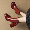 Fashion Elegant High Heels Women Ankle Boots Bow Sweet Shoes Winter New 2025 Trend Chunky Pu Leather Party Dress Snow Boots Pumps Mujer