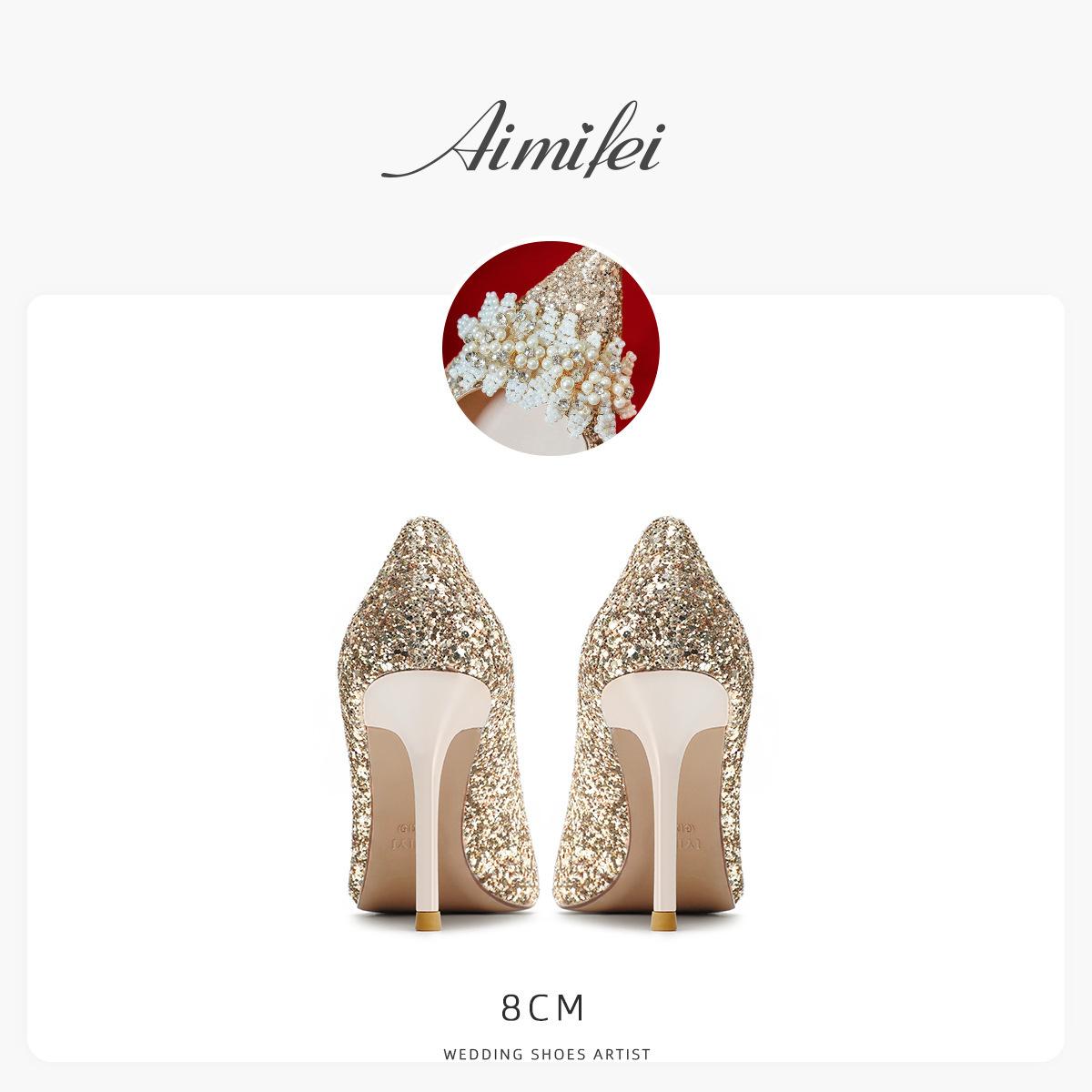 

Хрустальные свадебные туфли, туфли невесты, женские 2025 новые, свадебное платье Hexiu, обычно можно носить туфли на высоком каблуке 40
