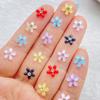 50Pcs 7mm Resin 3D Colorful Mini Shiny Diamond Flower Gems Flatback Figurines Scrapbook Wedding Applique Nail Art Decor Crafts