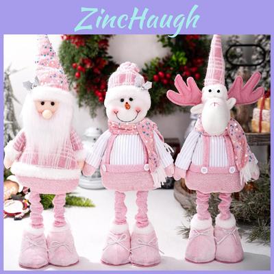 Christmas Plush Figurines Set With Glitter Fabric For Holiday Decor And Gift Giving