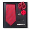 Tie Men'S Trend Net Color Striped Cashew Nut Tie 6-Piece Gift Box Square Scarf Tie Clip Corsage Set
