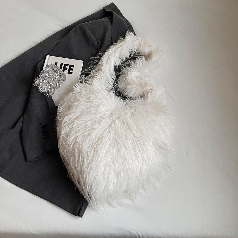 Autumn and Winter New Casual Wool Bag Large Capacity Tote Bag Fashion One Shoulder Armpit Bag Handbag Plush Bag