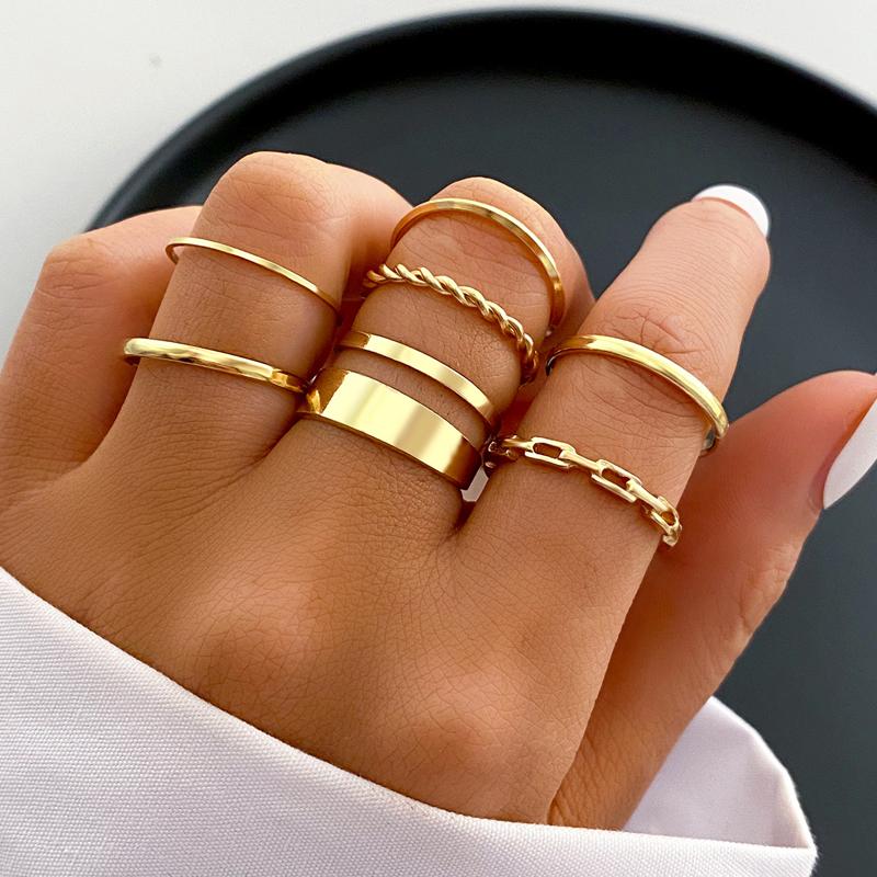 Set di 12 Anelli a Forma di Cuore Colore Oro per Donna Moda Zirconia Cubica Stella Geometrici Anelli da Dito Femminili Semplici alla Moda Gioielli Regali