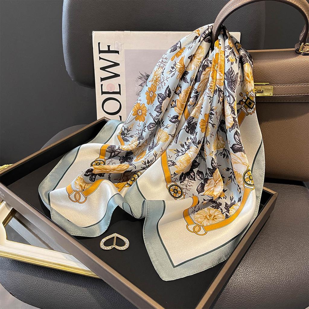 100% Natural Silk Scarf Women Foulard High Quality Square Female Headkerchief Neckerchief Shawl Wraps Hijab Bandana Scarves 65cm