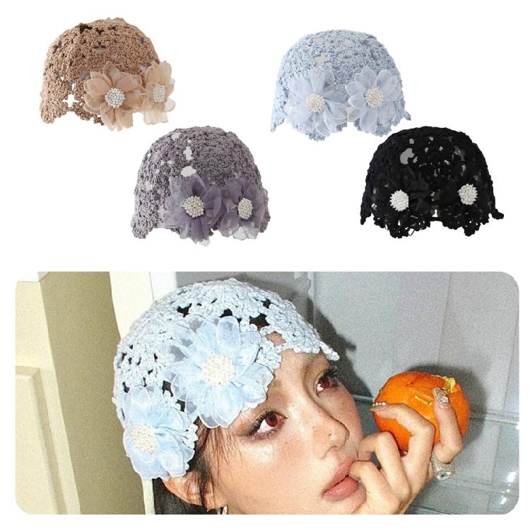 Girls Pullover Hat Handwoven Hat with Handwoven Flower for Vacations Photo Props