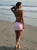 2026 New Spring/Summer Women Pink Halter Triangle Bikini Set Tie Side Mini Skirt Cover Up 3 Piece Swimsuit Beach Pool Vacation K302