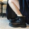 Spring and Autumn Single Boots Retro Round Head Platform Martin Boots Women's Thick Heel Short Boots Chelsea Boots Smoke Boots
