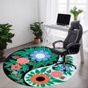 1pc Floral Yin Yang Symbol Chair Carpet for Office, Round Non-Slip Durable Large Size Office Carpet, Suitable for Office, Beautiful Decoration
