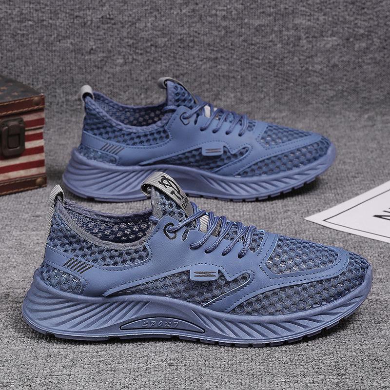 Men's Shoes Summer New Hollow Breathable Mesh Sports Casual Non-slip Men's Running Mesh Shoes Trendy Shoes
