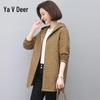 Yalu Women's Autumn Hooded Casual Mid-Length Trench Coat